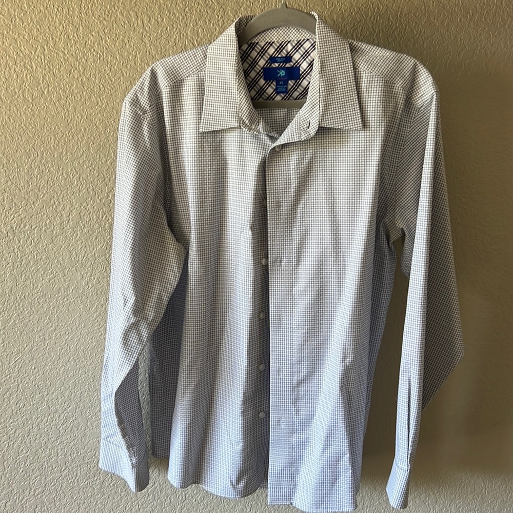 Blue and Brown checked shirt non-iron slim fit